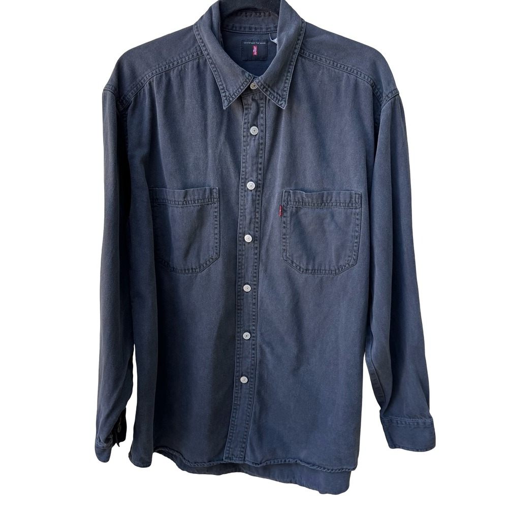 Levis Red Tab Denim Workwear Grunge Streetwear Rugged Utility Shirt Grey Mens M